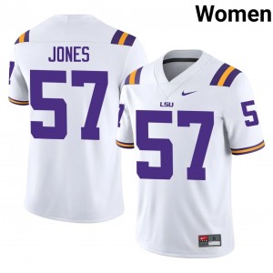 White JaKolby Jones #57 LSU Jersey | Women High School Football Licensed Stitched 46325162