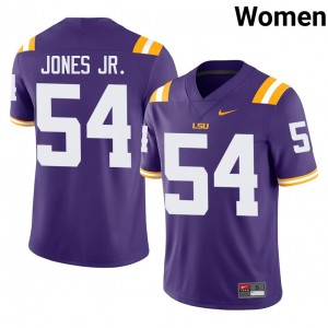 #54 Ja'Mard Jones Jr. LSU Tigers Purple Jersey | Alumni Stitch Women Player Football Gear 63276373