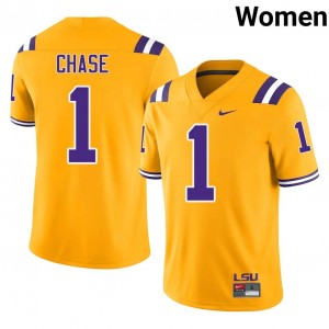 Gold Ja'Marr Chase #1 Fighting Tigers Jersey | Women High School Football Fresh Embroidery 46041524