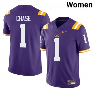Ja'Marr Chase #1 Geaux Tigers Jersey | Pro-Grade Purple College Football Women Swen 60138967