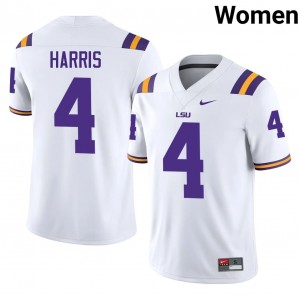 Jackson Harris #4 LSU Jersey | Iconic White College Football Women Stitched 78296270