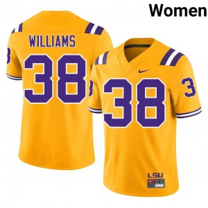 Gold Jackson Williams #38 LSU Jersey | Women High School Football Licensed Embroidery 89993726