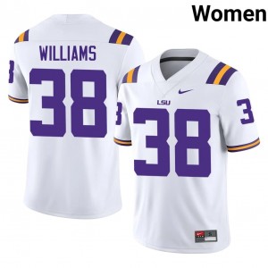 Top-Tier Jackson Williams #38 Geaux Tigers White Jersey | Women University Football Stitched Fan Gear 61859798