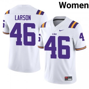 Durable James Larson #46 Fighting Tigers White Jersey | Women University Football Stitched Fan Gear 82792941