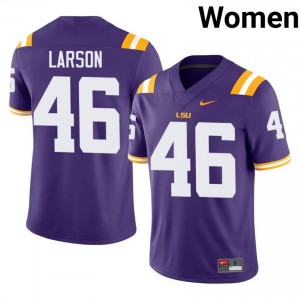 James Larson #46 LSU Jersey | Iconic Purple College Football Women Stitch 80606522