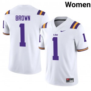 Officially Licensed Jayce Brown #1 LSU White Jersey | Women University Football Stitched Fan Gear 39283753