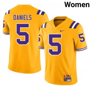 Jayden Daniels #5 Fighting Tigers Jersey | Exclusive Gold College Football Women Embroidery 97166919