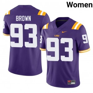 Jaylen Brown #93 LSU Jersey | Iconic Purple College Football Women Stitch 85481144