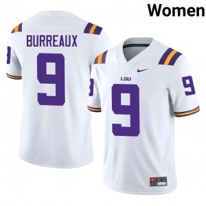 Elite Thread Joe Burrow Burreaux #9 Louisiana State White Jersey | Women University Football Stitched Fan Gear 42921118