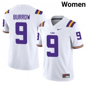 Joe Burrow #9 Geaux Tigers Jersey | Pro-Grade White College Football Women Stitched 63695954