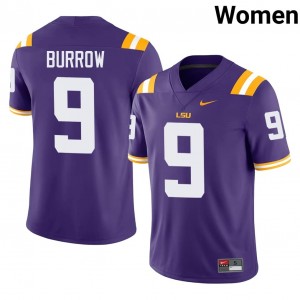 Louisiana State Joe Burrow #9 Purple Jersey | Genuine Stitch NCAA Football Women Apparel 14686616