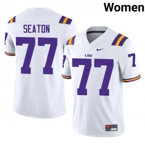 #77 Jordan Seaton LSU Tigers White Jersey | Alumni Stitched Women Player Football Gear 37611596