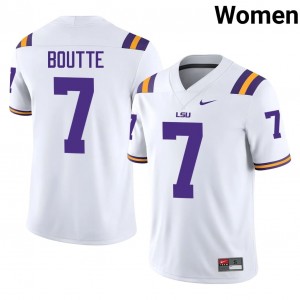 LSU Tigers Kayshon Boutte #7 White Jersey | Premium Stitched NCAA Football Women Apparel 25920651