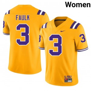 #3 Kevin Faulk Fighting Tigers Gold Jersey | Elite Embroidery Women Player Football Gear 54182028
