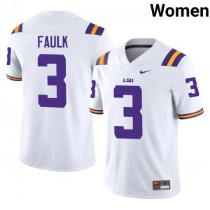 White Kevin Faulk #3 LSU Jersey | Women High School Football Licensed Stitched 10228076