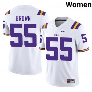 Durable Lamar Brown #55 Fighting Tigers White Jersey | Women University Football Stitched Fan Gear 71044597