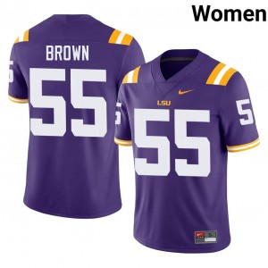 Lamar Brown #55 LSU Jersey | Iconic Purple College Football Women Stitch 97287027
