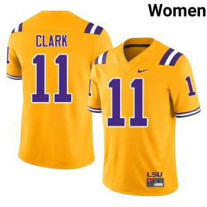 Officially Licensed Landen Clark #11 LSU Gold Jersey | Women University Football Embroidery Fan Gear 42117046