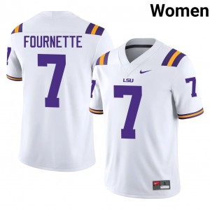 Louisiana State Leonard Fournette #7 White Jersey | Genuine Stitched NCAA Football Women Apparel 65488290