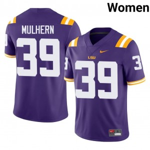 Durable Mack Mulhern #39 Fighting Tigers Purple Jersey | Women University Football Swen Fan Gear 33472916
