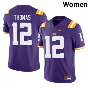 Malachi Thomas #12 Fighting Tigers Jersey | Exclusive Purple College Football Women Swen 24280289