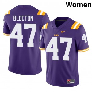 Louisiana State Malik Blocton #47 Purple Jersey | Genuine Stitch NCAA Football Women Apparel 66022393