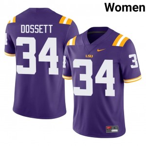 #34 Mason Dossett LSU Purple Jersey | Authentic Stitch Women Player Football Gear 70666439