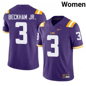 Geaux Tigers Odell Beckham Jr. #3 Purple Jersey | Essential Swen NCAA Football Women Apparel 16951026