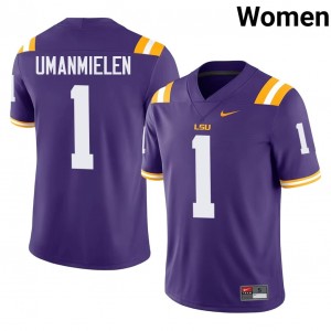 LSU Princewill Umanmielen #1 Purple Jersey | Pro Cut Stitch NCAA Football Women Apparel 78791675