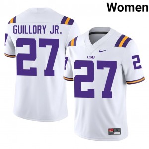 LSU Tigers Raycine Guillory Jr. #27 White Jersey | Genuine Stitched NCAA Football Women Apparel 83854952