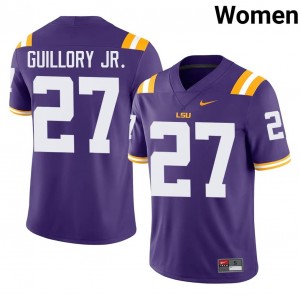 #27 Raycine Guillory Jr. Fighting Tigers Purple Jersey | Elite Swen Women Player Football Gear 68430531
