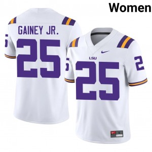 White Rod Gainey Jr. #25 LSU Jersey | Women High School Football Licensed Stitched 19217278