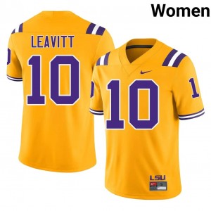 Sam Leavitt #10 LSU Tigers Jersey | Exclusive Gold College Football Women Embroidery 97616642