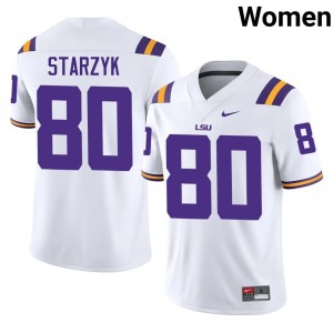 Fighting Tigers Scott Starzyk #80 White Jersey | Premium Stitched NCAA Football Women Apparel 71800727