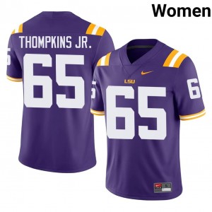 Purple Sean Thompkins Jr. #65 Louisiana State Jersey | Women High School Football Moisture Wicking Stitch 39566772
