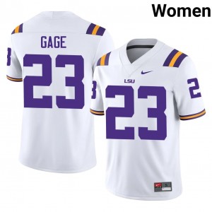 Durable Stacy Gage #23 LSU Tigers White Jersey | Women University Football Stitched Fan Gear 29568143