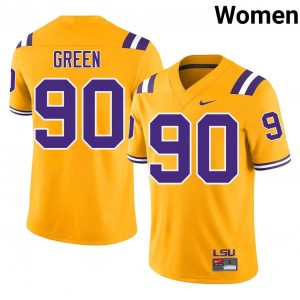 Stephiylan Green #90 LSU Jersey | Iconic Gold College Football Women Embroidery 63532209
