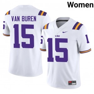 White Steve Van Buren #15 Geaux Tigers Jersey | Women High School Football Limited Stitched 25390179