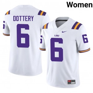 Top-Tier TJ Dottery #6 Geaux Tigers White Jersey | Women University Football Stitched Fan Gear 99469699
