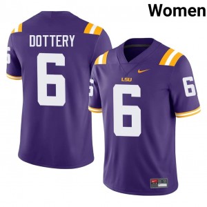 TJ Dottery #6 Louisiana State Jersey | Gameday Purple College Football Women Stitch 89913121