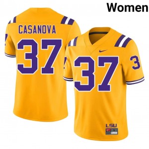 Tommy Casanova #37 LSU Jersey | Iconic Gold College Football Women Embroidery 49851576