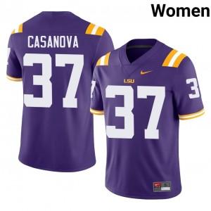 #37 Tommy Casanova LSU Tigers Purple Jersey | Alumni Stitch Women Player Football Gear 75417700