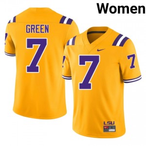 Officially Licensed Trey'Dez Green #7 LSU Gold Jersey | Women University Football Embroidery Fan Gear 78156017