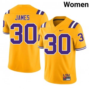 #30 Treylan James LSU Gold Jersey | Authentic Embroidery Women Player Football Gear 66958415