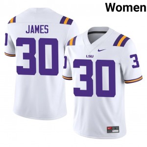White Treylan James #30 Geaux Tigers Jersey | Women High School Football Limited Stitched 76415489