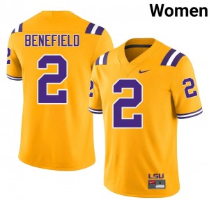 #2 Ty Benefield LSU Gold Jersey | Authentic Embroidery Women Player Football Gear 92122683