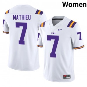 #7 Tyrann Mathieu Geaux Tigers White Jersey | Classic Stitched Women Player Football Gear 59204205