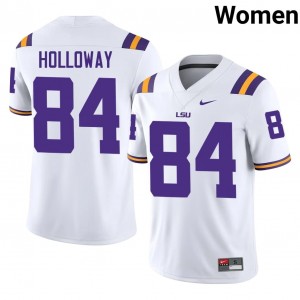 #84 Tyree Holloway LSU Tigers White Jersey | Elite Stitched Women Player Football Gear 32139381