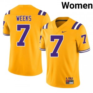 Gold Whit Weeks #7 Geaux Tigers Jersey | Women High School Football Limited Embroidery 94055814