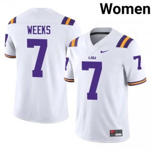 Elite Thread Whit Weeks #7 Louisiana State White Jersey | Women University Football Stitched Fan Gear 72926924